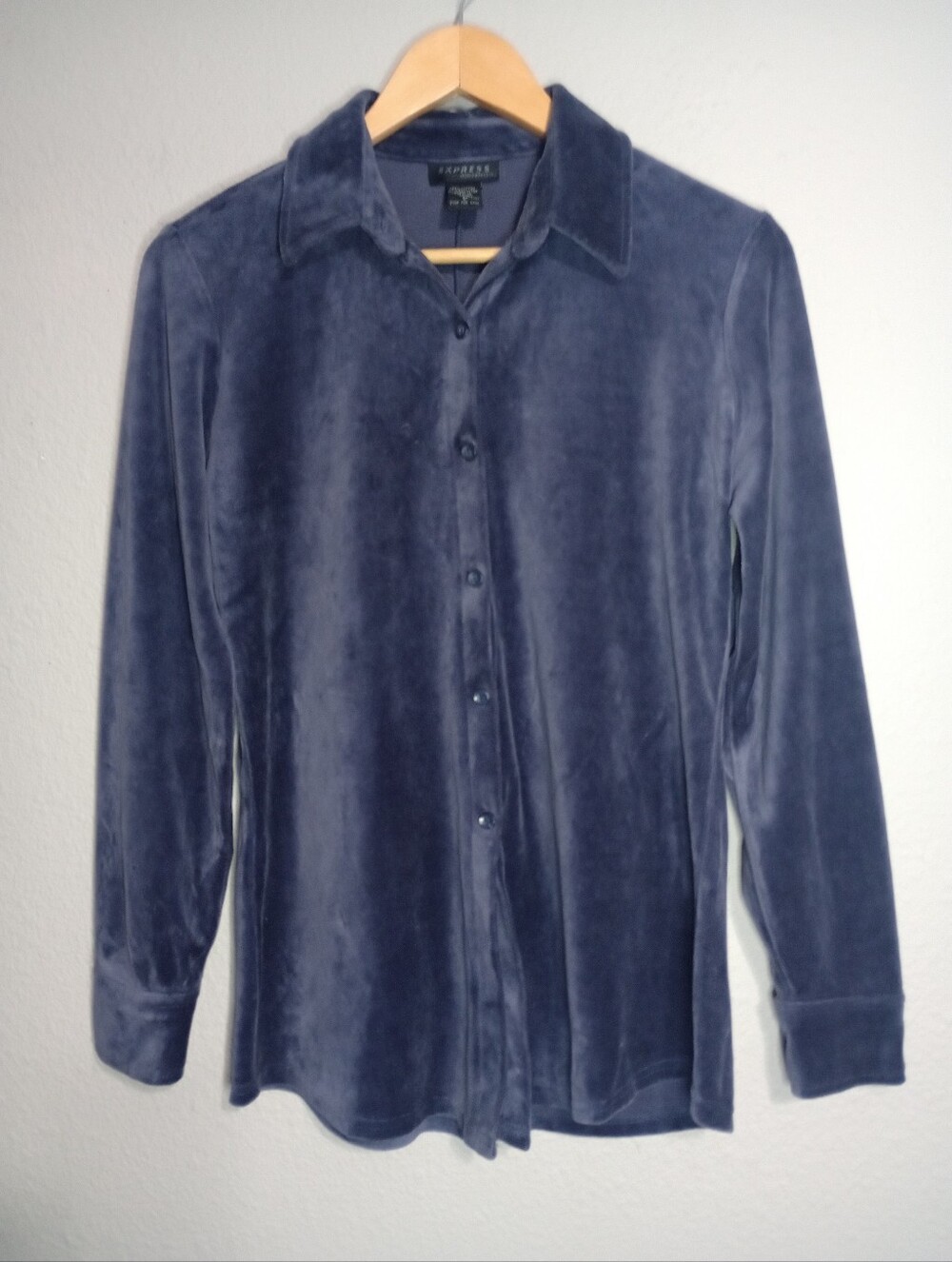 Vintage 90s Express Velvet Long Sleeve Button Down Shirt Grunge Whimsigoth
